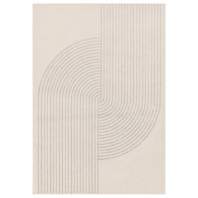 BeddingMill Modern Rug, Funky Rug for Bedroom, Stain-Resistant Abstract DiningRoom Rug, Easy to Clean Abstract Rug, 9mm Cream Rug