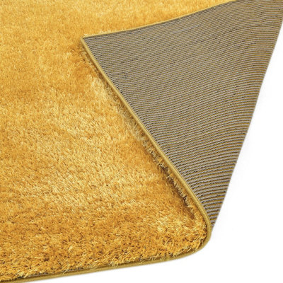 BeddingMill Modern Rug, Plain Rug for Bedroom, Luxurious Rug for DiningRoom, Easy to Clean Shaggy Rug, 45mm Gold Plain Rug