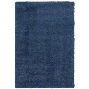 BeddingMill Modern Rug, Shaggy Rug for Bedroom, Easy to Clean Modern Rug, Stain-Resistant Rug for DiningRoom, 50mm Blue Shaggy Rug