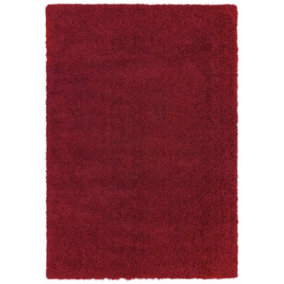 BeddingMill Modern Rug, Shaggy Rug for Bedroom, Easy to Clean Modern Rug, Stain-Resistant Rug for DiningRoom, 50mm Red Shaggy Rug