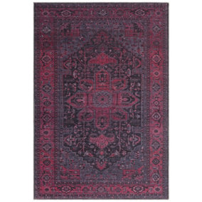 BeddingMill Persian Rug, Bordered Bedroom, Livingroom Rug, Cotton Dining Room Rug, Easy to Clean Floral Rug, 0.5mm Traditional Rug