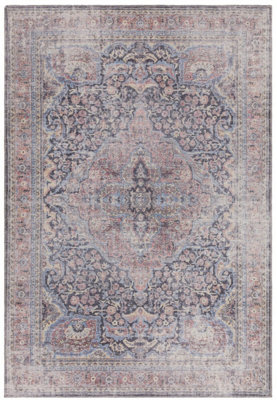 BeddingMill Persian Rug, Bordered Rug for LivingRoom, Floral Dining Room Rug, Easy to Clean Bordered Rug, 0.5mm Traditional Rug
