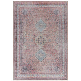 BeddingMill Traditional Rug, Floral Rug for Bedroom, Abstract Dining Room Rug, Easy to Clean Bordered Rug, 0.5mm Traditional Rug