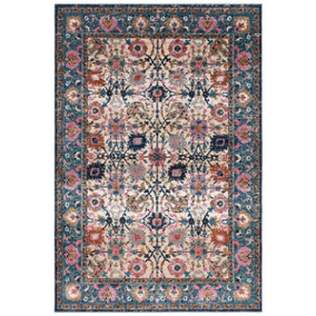 BeddingMill Traditional Rug, Stain-Resistant Persian Rug for Living Room, 10mm Pile Persian Rug, Floral Rug, Bordered Rug