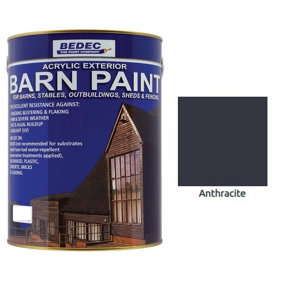 Bedec Acrylic Exterior Barn Paint Anthracite Grey (RAL 7016) Semi-Gloss 2.5 Litre