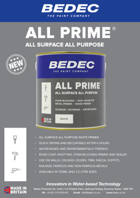 Bedec All Prime Paint - White - 2.5 Litres