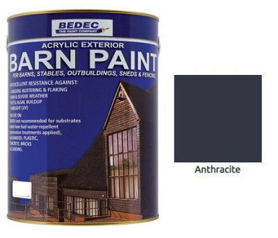 Bedec Barn Paint - Semi-Gloss - Anthracite Grey (RAL 7016) - 5L