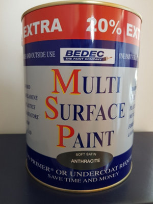 Bedec Multi Surface Paint Satin Anthracite 2.5L + 20 Extra Free