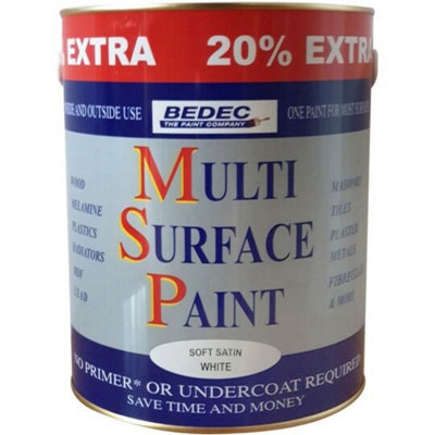 Buy Bedec Multi Surface Paint Satin Soft White 2.5L + 20 Extra