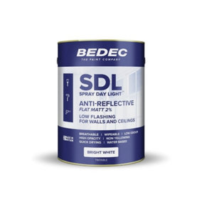 Bedec Spray Daylight Anti Reflective Paint - Flat Matt - Bright White - 5 Litre