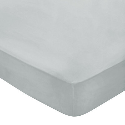 Bedeck of Belfast 300 Thread Count Fitted Sheet Single Silver