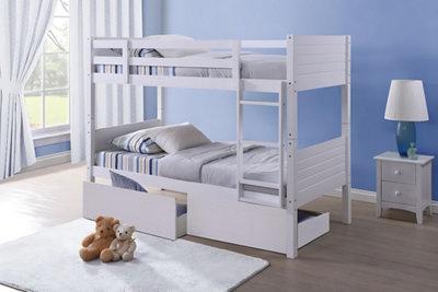 Bedford White Wooden Bunk Bed Frame - 3ft Single (Without Underbed)