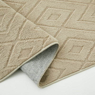 BedLooms Beige High Low Pile Rug 120x170cm, Soft Thick Piles, Diamond ...