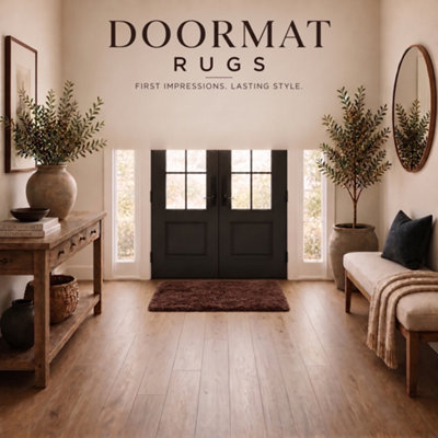 BedLooms Brown Non-Slip Shaggy Rug 50x80cm, Extra Thick Modern Area Rug ...