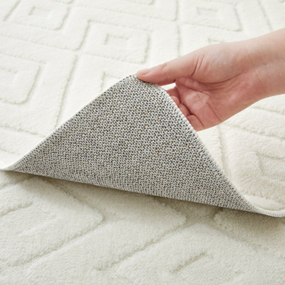 BedLooms Cream High Low Pile Rug 200x290cm, Soft Thick Piles, Zig Zag ...