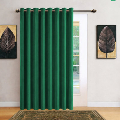 BedLooms Emerald Green Velvet Curtain Blackout Thermal Insulated