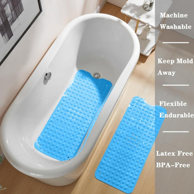 BedLooms Non Slip Light Blue Bath Mat Mould and Mildew Free Shower