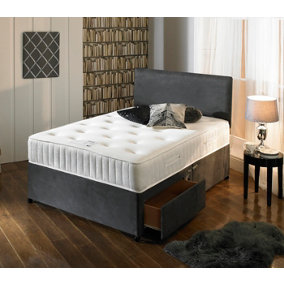 Bedmaster Charcoal Suede 2 Drawer Divan Base And Headboard Single