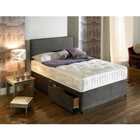 Bedmaster Silver Suede 4 Drawer Divan Base And Headboard King