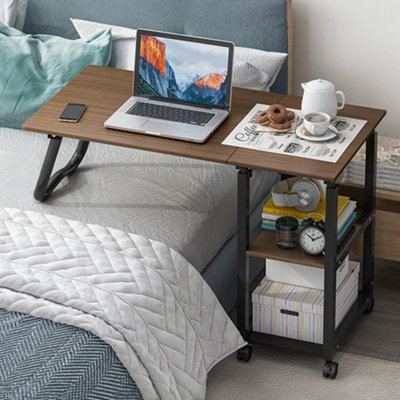 Bedroom Bedside Brushed Black Oak Height Adjustable Folding Computer ...