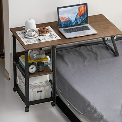 Bedroom Bedside Brushed Black Oak Height Adjustable Folding Computer ...
