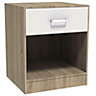 Bedroom Bedside Table Cabinet Lamp Night Stand With Drawer White & Oak AC004