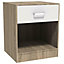 Bedroom Bedside Table Cabinet Lamp Night Stand With Drawer White & Oak AC004