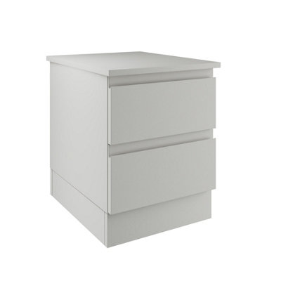 Bedroom Kit 2 Drawer J-Pull Handleless Light Grey Bedside Table Chest