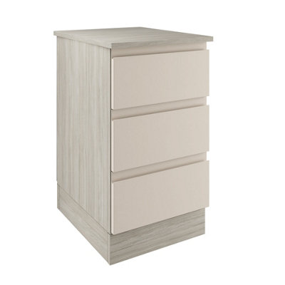 Bedroom Kit 3 Drawer J-Pull Handleless Cashmere Slim Chest of Drawers