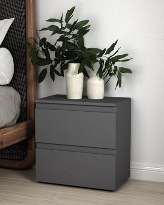 Bedside Cabinet Chest of 2 Drawer Modern Slim Side Storage Display Nightstand Cabinets Furniture