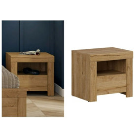 Bedside Cabinet Drawer Soft Close Scandi Table Unit Waterford Oak Effect Holten