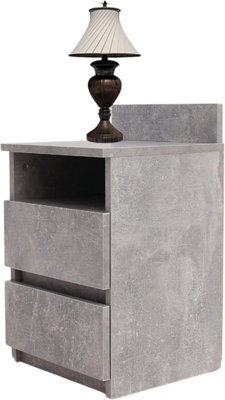 Bedside Drawers - size 21.7" H x 13" W (55x33 cm) - Grey Finish - Small Bedside Cabinet with Drawers for Bedrooms