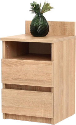 Bedside Drawers - size 21.7" H x 13" W (55x33 cm) - Oak Sonoma Finish - Small Bedside Cabinet with Drawers for Bedrooms