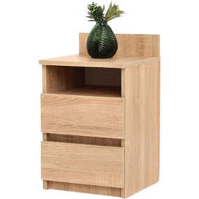 Bedside Drawers - size 21.7" H x 13" W (55x33 cm) - Oak Sonoma Finish - Small Bedside Cabinet with Drawers for Bedrooms