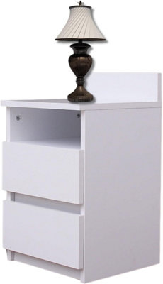 Bedside Drawers - size 21.7" H x 13" W (55x33 cm) - White Finish - Small Bedside Cabinet with Drawers for Bedrooms