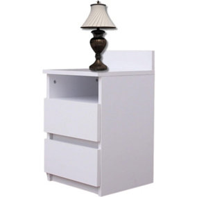 Bedside Drawers - size 21.7" H x 13" W (55x33 cm) - White Finish - Small Bedside Cabinet with Drawers for Bedrooms