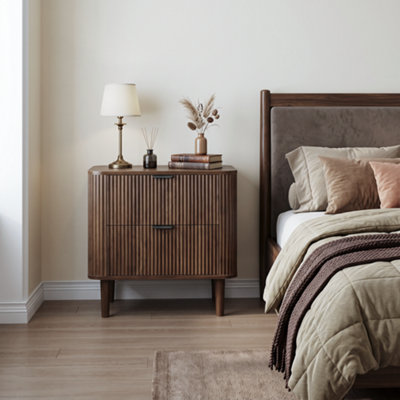 Bedside Table, 2 Drawer Nightstand, Farmhouse Style, Modern Bedroom ...