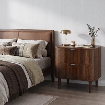 Bedside Table, 2 Drawer Nightstand, Farmhouse Style, Modern Bedroom ...