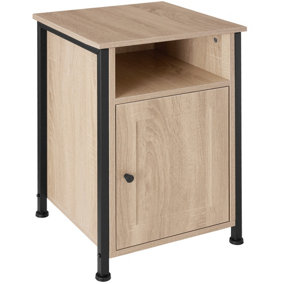 Bedside table Blackburn 40x42x60.5cm with shelf storage compartment cupboard - Bedside table end table - industrial wood light oak