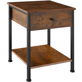 Bedside Table Bradford - classic single drawer nightstand - Industrial wood dark, rustic