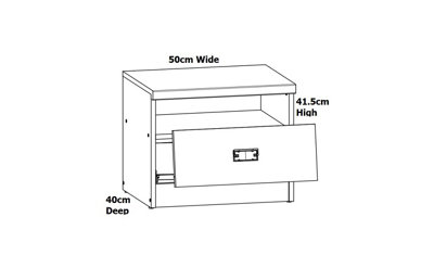 Bedside Table Cabinet Unit Night Stand 1 Drawer 50cm Oak Effect and Grey Malcolm