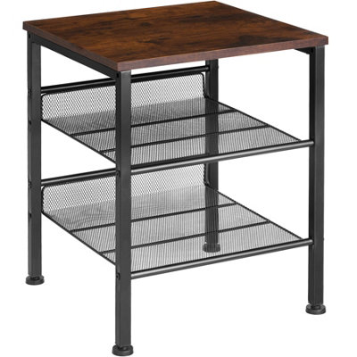 Bedside Table Lincoln - industrial style, with shelf, 2 grid shelves, 40.5 x 40 x 50.5 cm - Industrial wood dark, rustic