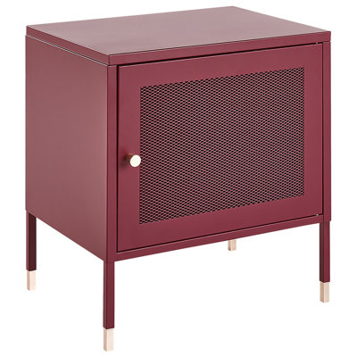Bedside Table OSSETT Metal Dark Red