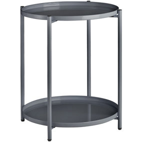 Bedside Table Oxford - round with removable steel shelves - dark grey