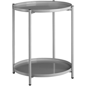 Bedside Table Oxford - round with removable steel shelves - grey