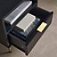 Bedside Table Ribbed Design One Drawer and Open Shelf Black and Gold