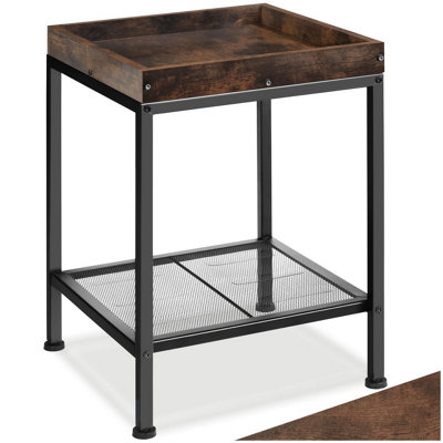 Bedside Table Rochester - industrial style, with tray shelf, grid shelf ...