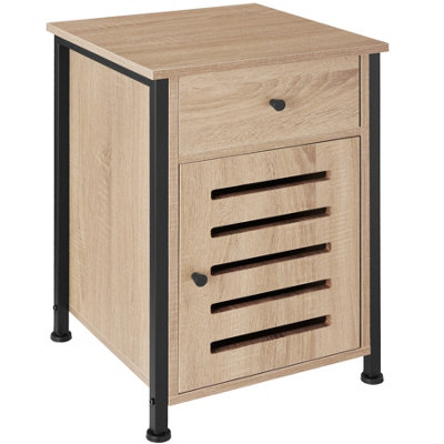 Bedside table Waterford 40x42x60.5cm with shelf, drawer, and cupboard - industrial wood light, oak Sonoma