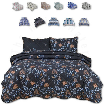 BEDSPREAD - Luxury Quilted - Reversible - Bed Throw Warm Quilt - Bedspread Patchwork Heer Design Set 150 GSM - 3 Tog