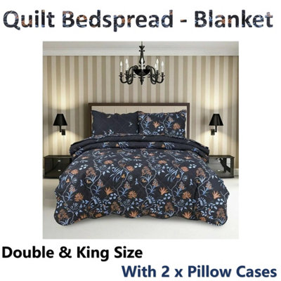 BEDSPREAD - Luxury Quilted - Reversible - Bed Throw Warm Quilt - Bedspread Patchwork Heer Design Set 150 GSM - 3 Tog